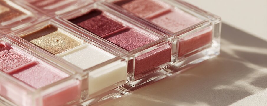 Shimmery Eyeshadow Palette with Pink, Gold, and Bronze Tones