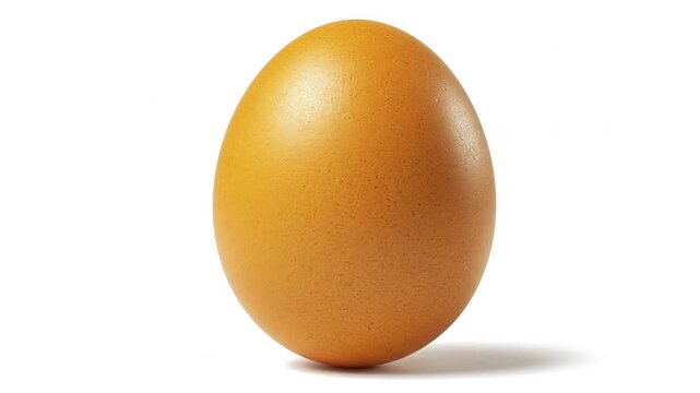 This clean and isolated shot features a single, natural brown egg prominently displayed against a pure white background. The egg's distinct oval shape and delicate shell texture are clearly visible, e