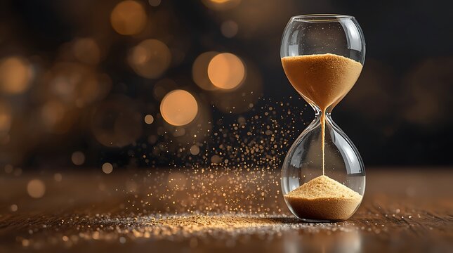 Classic Hourglass with Brown Sand Running Through It, created with generative ai