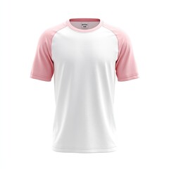 White T-shirt with pink raglan sleeves