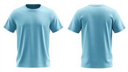 Light blue crew neck t-shirt, front and back views