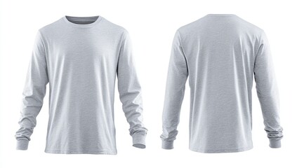 Light gray long-sleeve shirt, front and back views