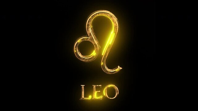 Golden leo astrological sign appearing on black background