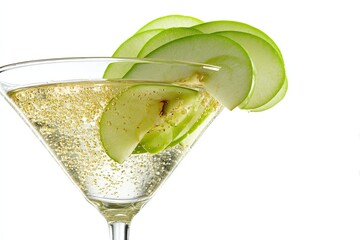 Sparkling apple cocktail in martini glass