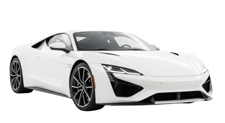 Sleek White Sports Car With Modern Design And Black Wheel Accents On Transparent Background