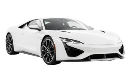Sleek White Sports Car With Modern Design And Black Wheel Accents On Transparent Background