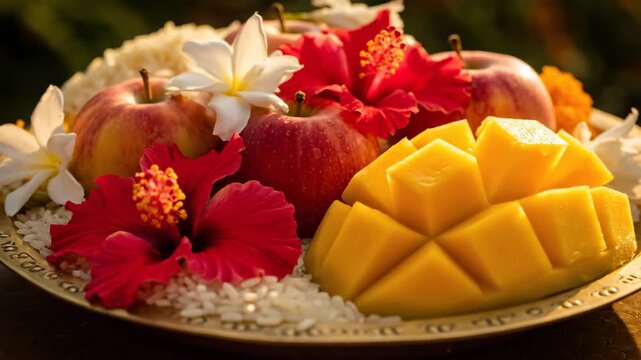 Vibrant offerings for vasant panchami and goddess saraswati puja celebrating basant panchami and navratri with traditional rituals