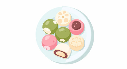 Fototapeta premium Delightful Assortment Of Mochi Desserts On Plate For Sweet Indulgence