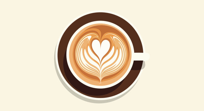 Latte Art Heart Shape In Cup, Coffee Shop Menu Concept Design