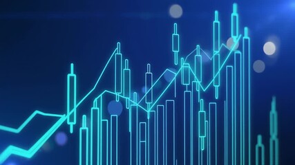 Candlestick Pulse: Financial Chart with Glowing Trend Line - Powered by Adobe