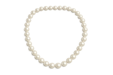 Pearl necklace forming a circle on transparent background