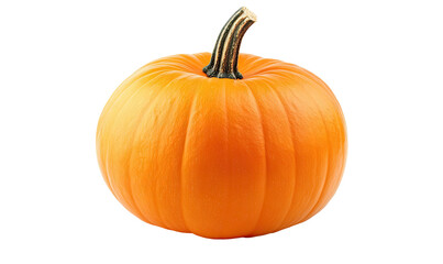 Obraz premium Orange pumpkin with a ribbed surface against a black background