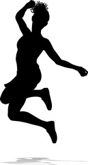 Happy Woman Jumping For Joy Silhouette Person