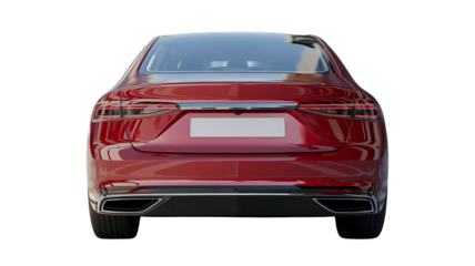 Shiny red  rear view red car automobile