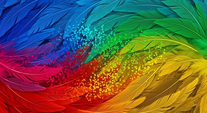 Rainbow Feathers - A Vibrant Display of Color and Texture.