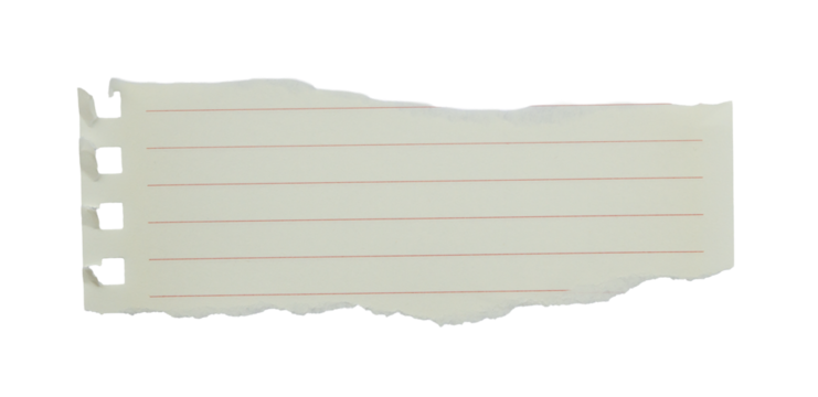 red lined blank paper note torn on transparent background. for design and text - Powered by Adobe