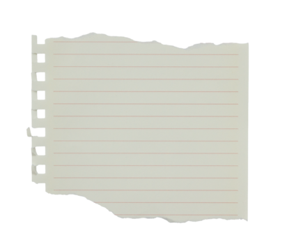 red lined blank paper note torn on transparent background. for design and text