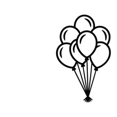 Simple outline drawing of a bunch of balloons tied together