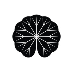 Stylized black leaf with white veins on white background