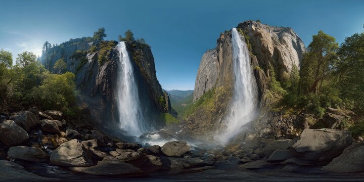 Majestic waterfalls yosemite national park hdr panorama nature's serenity