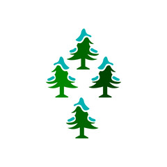 Christmas tree icon on a white background, winter, snow on trees, vector illustration