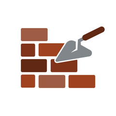 construction icon, brick wall, vector illustration