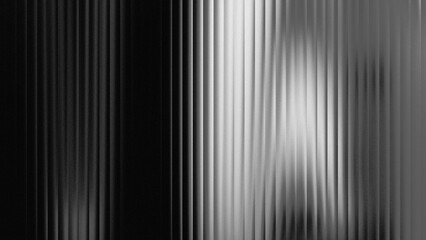 A modern abstract glass background with vertical ribbed texture in monochromatic black and white colors.