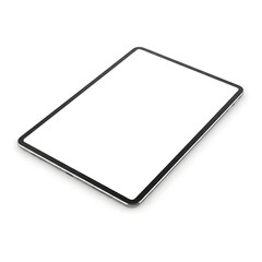 Sleek, thin-bezel tablet with a blank white screen, angled on a minimal white background. Ideal for showcasing immersive app designs, e-books, and high-resolution digital content.