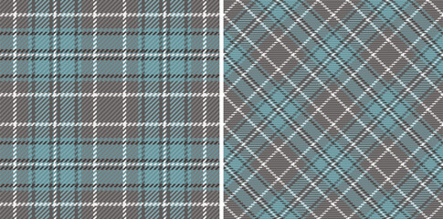Classic tartan patterns with muted teal, gray, and white hues. A versatile design for fashion, textiles, backgrounds, or adding a touch of traditional elegance.