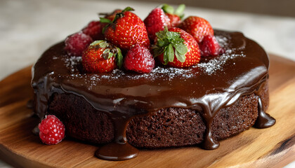 Chocolate cake with dark chocolate ganache topping