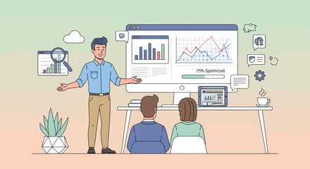 Data Presentation With Optimization And Business Strategy Meeting