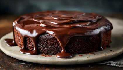 Chocolate cake with dark chocolate ganache topping