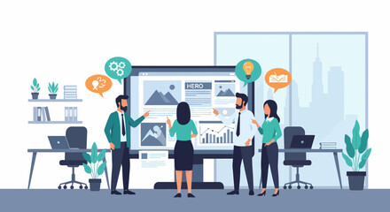 Teamwork And Brainstorming In Office For Startup Project Presentation