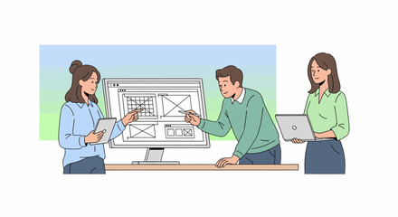 Teamwork On Website Prototype With Designer And Digital Devices