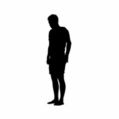 Silhouette of patient reflecting on past addiction in therapy room isolated on white background