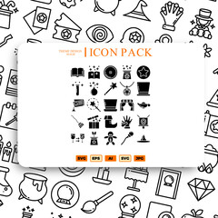 Set of simple icons on a theme magic