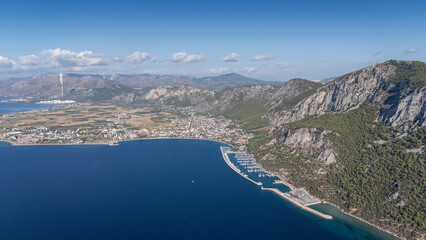 Obraz premium Aerial View of Oren Coastline and Marina in Milas, Turkey