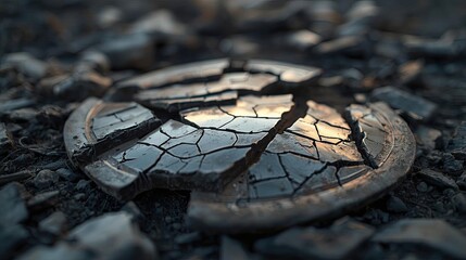 Destruction of fragile artifacts urban landscape close-up photography textured environment artistic perspective