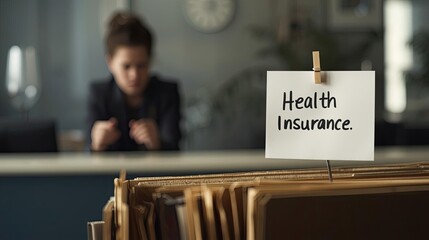 Consultation for health insurance options office setting document display professional environment close-up view financial security