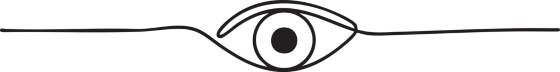Continuous one line drawing of a female eye symbolizing observation, awareness, and beauty in minimalist modern outline art style