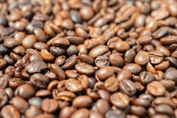 Fresh premium roasted brown Arabica coffee beans background