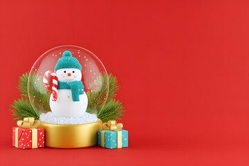 Snowman's Festive Delight: A charming snowman figurine, nestled within a transparent snow globe, brings a touch of winter wonder to the holiday season.