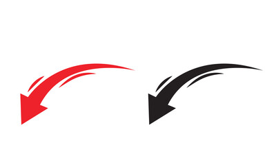 Black and Red curve  doodle arrow icon. Pointing doodle arrow. Vector eps 10