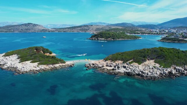 Ksamil Islands Hidden Paradise with Green Forestry, Blue Ionian Sea and Rocky Coastline