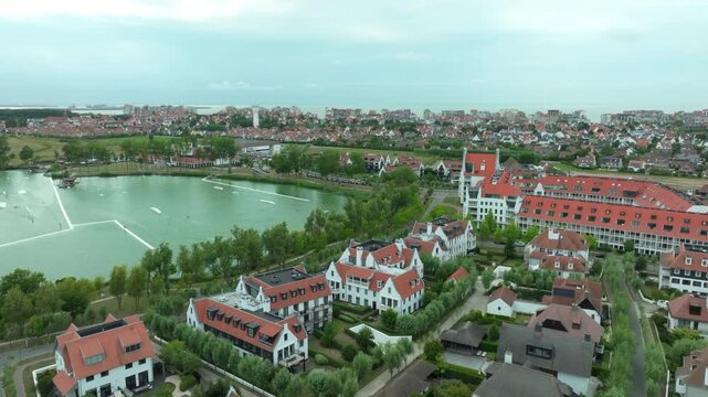 Aerial View of Duinenwater and Duinbergen Knokke Seaside City
