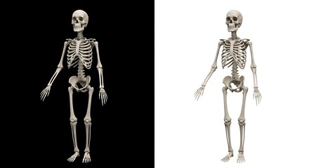 Anatomical Skeleton - A Detailed Study on Black and White Backgrounds.