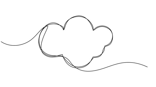 Self-drawing animation continuous drawing one line cloud colloquial, Animated self drawing of continuous line draw cloud. Full length one line animation, Animation of a cloud drawing with one line.