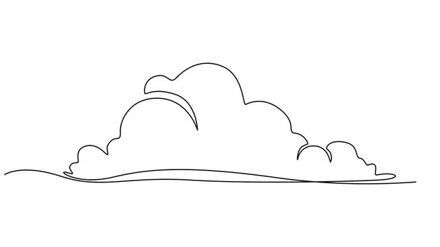 Self-drawing animation continuous drawing one line cloud colloquial, Animated self drawing of continuous line draw cloud. Full length one line animation, Animation of a cloud drawing with one line.