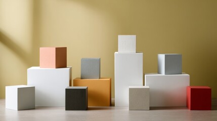 Obraz premium Geometric cubes abstract architecture background product advertising photography design concept