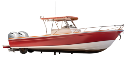 Sport fishing boat on transparent background.


